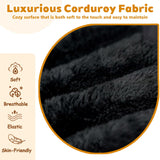 Ningering 63" Sofa in a Box Compressed, Boneless Couch with Wide Armrests & 2 Cushions, Cloud loveseat Sofa for Living Room, Memory Foam, Deep Seat, Corduroy Fabric, No Assembly (Black, 2) Ningering