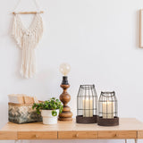 Rustic Farmhouse Lantern Decor Set of 2 - Stylish Decorative Lanterns for Your Living Room, Fireplace Mantle or Kitchen Dining Table - Modern Upscale Beauty for Your Entire Home KIBAGA