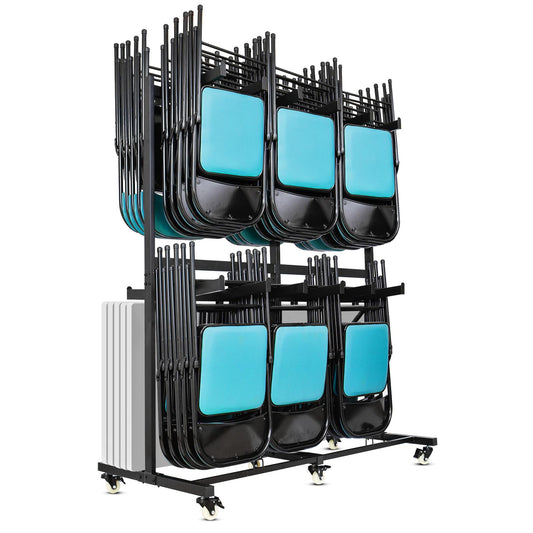 Folding Chair cart,Folding chair Storage,Folding chairs rack,Cart Heavy Duty Rack with Locking Wheels, Ideal for Stackable 84 Chairs, Easy Garage Storage Folding Chair Dolly for Efficient Handling