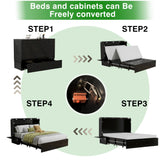 Keloyid Queen Murphy Bed Cabinet: Wood Murphy Cabinet Bed with USB Charging Station and Large Storage Drawer for Home Office or Small Room (Mattress No Included) Black-13 Keloyid