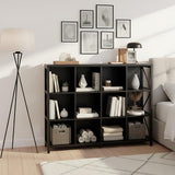 VAKATRELL 12 Cube Storage Organizer Bookshelf, Industrial Horizontal Bookcase, Accent Cubby Shelf, Corner Bookcase for Living Room, Home Office, 11.8" D x 47.6" W x 38.2" H, Black VAKATRELL
