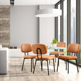 Sweetcrispy Dining Chairs Set of 4, Upholstered Mid Century Modern Kitchen Dining Room Accent Chairs with Faux Leather Cushion Seat & Metal Legs for Kitchen, Living Room - Brown Sweetcrispy
