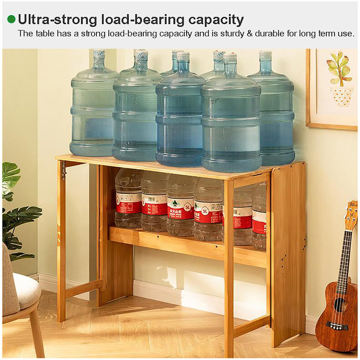 SUZEPER Solid Wood Folding Desk,Mid Century Modern Desk,Foldable Writing Computer Desk for Home Office,Study Desk with Storage Shelf for Small Spaces(103cm/40.5", Natural) SUZEPER