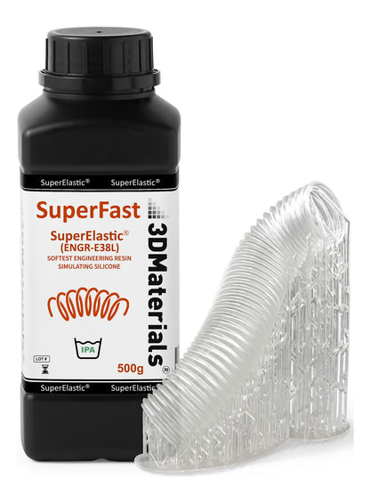 SuperElastic 3D Printer Resin, Softness 60A Simulating Soft Silicone, Made in Korea by 3DMaterials (500g, Clear)