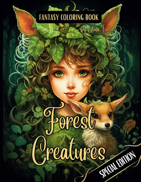 Fantasy Coloring Book Forest Creatures Special Edition: Black Line and Grayscale Images of Forest Wildlife and Whimsical Creatures (The enchanting world of faires and the magical forest) WoodArtSupply