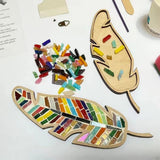 sjljzxd Mixed Colour Leaf Mosaic Kit, Creative DIY Colourful Home Decoration Mosaic Tiles for Crafts, Mosaic Kits for Adults Glass Mosaic Pieces Kit Mosaic Making Supplies Puzzle sjljzxd