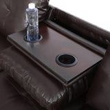 GlasFlength L Shaped Sectional Couch with Ottoman, Modern Leather Modular Sectional Sofa with Cup Holder, Nail-Head Design L Shaped Couch for Living Room, Bedroom, Brown GlasFlength