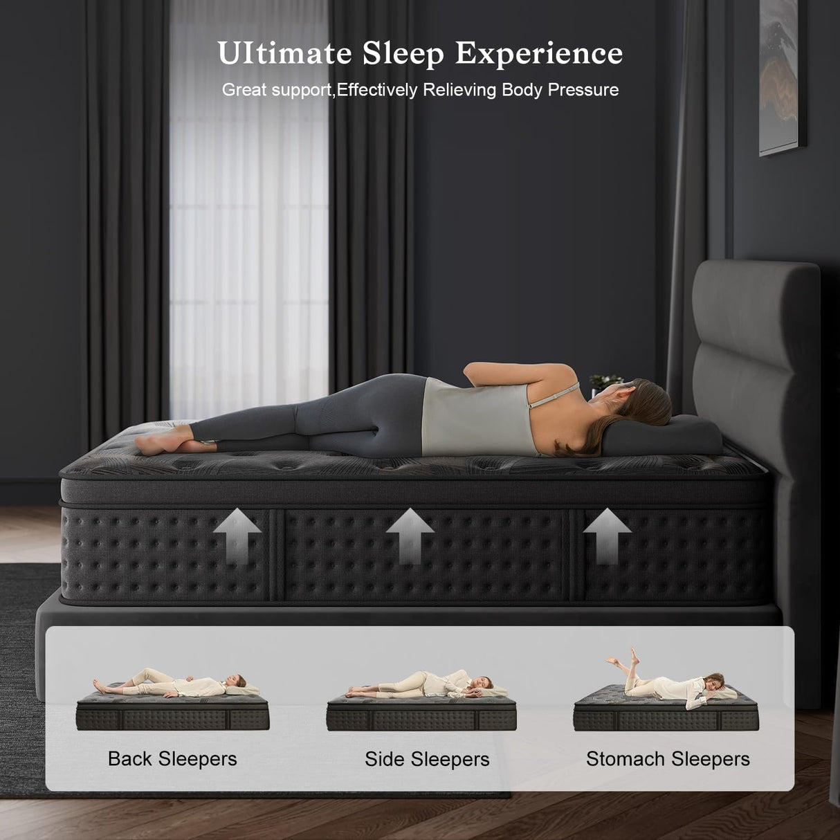 Huwesal Queen Mattress,12 Inch Queen Size Hybrid Mattresses with Memory Foam and Individual Pocket Spring for Motion Isolation,Pressure Relief,CertiPUR-US. Huwesal