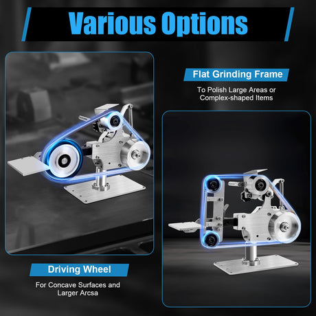 Electric Belt Sander Bench Polishing Grinder, Desktop Vertical Horizontal 30" x 1" Belt Machine, 550W Brushless Motor Fixed Angle Opening Belt DONNGYZ