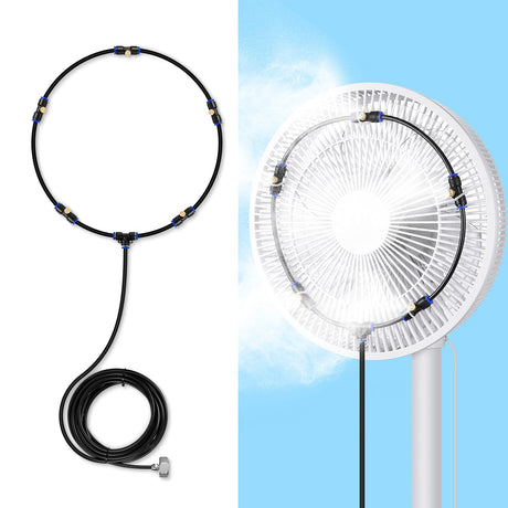lifeegrn Misting Cooling System: Outdoor Mister System for Patio, 20 FT Misting Line+5 Mist Nozzles+3/4" Brass Adapter Garden Trampoline Greenhouse lifeegrn