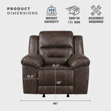 Lexicon Rocker Recliner Chair for Living Room, Wall Hugger Manual Recliner Chairs, Textured Microfiber Upholstered Rocking Reclining Chair, Home Theater Seating, Required Assembly, Dark Brown Lexicon