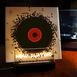 Cociat Lighting Now Playing Vinyl Record Stand, Wooden Rack with Acrylic Panel Cociat