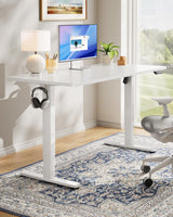 HUANUO Electric Standing Desk, 48" x 24" Whole Piece Desktop, Adjustable Height Computer Desk, 4 Height Memory Settings, Sit Stand Up Desk for Home Office, White HUANUO