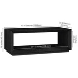 Henn&Hart 48" Rectangular Coffee Table with Open Storage Shelf for Living Room, Family Room, or Office, Black Grain Henn&Hart