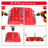 DIRAEEN 30 45 90 Angle Drill Guide Jig with 4 Drill Bits-Portable Drill Guide for Angled Holes and Straight Hole, All Metal Jig for Stairs Handrail, Cable Railing, Deck, Wood Post, Level design Diraeen