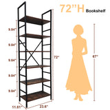 ZEUKMXOO Book Shelf,6 Tier Bookshelves,Industrial Wood Bookcase,72" H Ladder Bookshelf,Home Office Bookcase Shelf Storage Organizer,Ladder Shelf for Bedroom,Living Room ZEUKMXOO