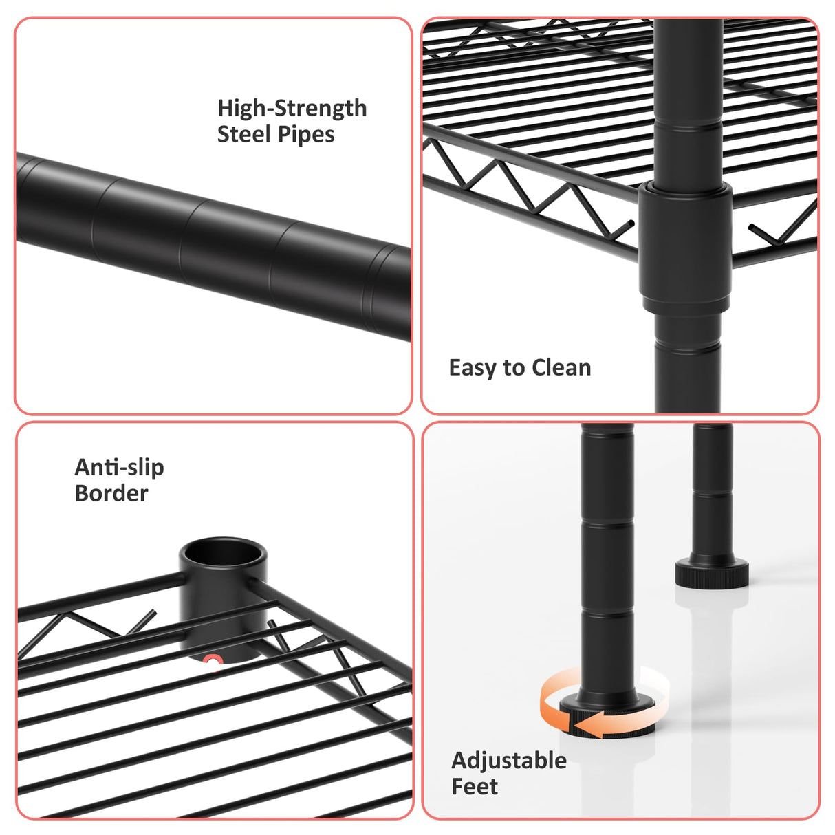 FUXRYTH 5 Tier Shelving Unit, 176 LBS Per Shelf Height Adjustable Narrow Storage Shelves, Heavy Duty Metal Garage Metal Shelves for Kitchen, Restaurant, Pantry, Laundry, 23"x 13.4"x 59", Black FUXRYTH