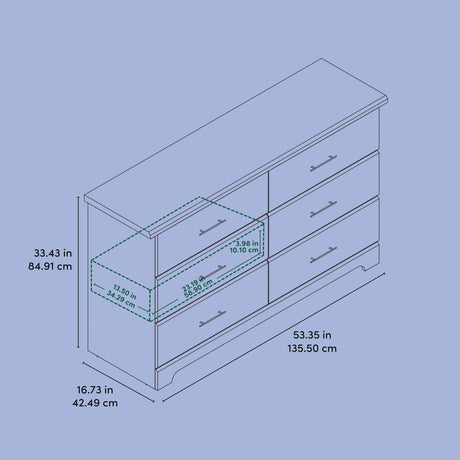 Storkcraft Brookside 6-Drawer Dresser (Gray) – GREENGUARD Gold Certified, Gray Dresser for Bedroom, Kids & Nursery Storage Chest, Safety Interlocking Drawers, Pre-Installed Tracks, Kids Chest Storkcraft