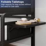 Jocoevol Daybed with Trundle and LED Light, Heavy Duty Metal Twin Bed Frame with Movable Charging Station, Day Bed Pop Up Trundle Bed Twin for Living Room, Bedroom and Guest Room, Black Jocoevol