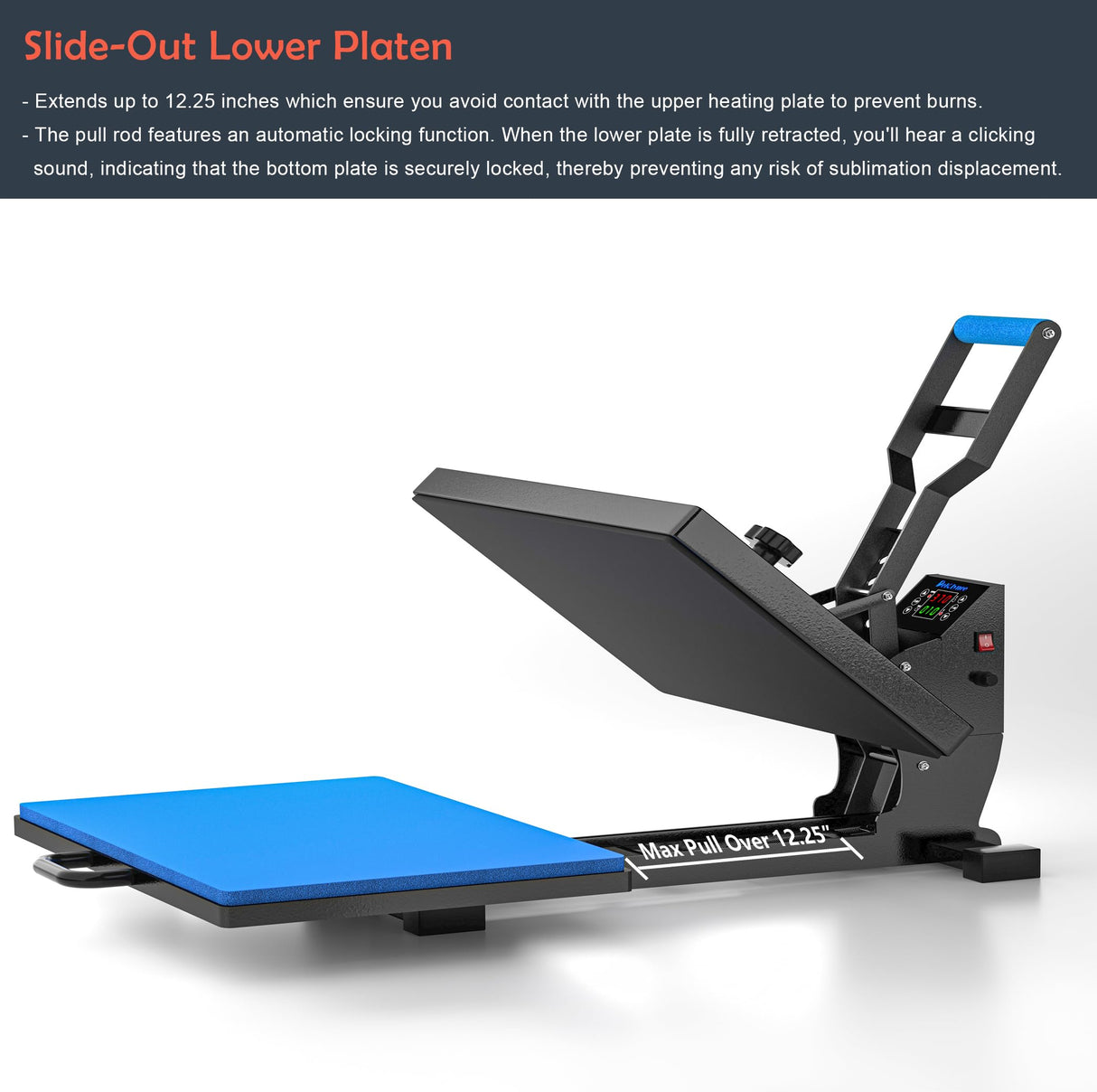 Delclynee 16" x 24" Slide Out Heat Press Machine for T Shirts, Clamshell Pull Out Lower Platen, Industrial-Quality Digital Sublimation Printer for Heat Transfer Vinyl Delclynee