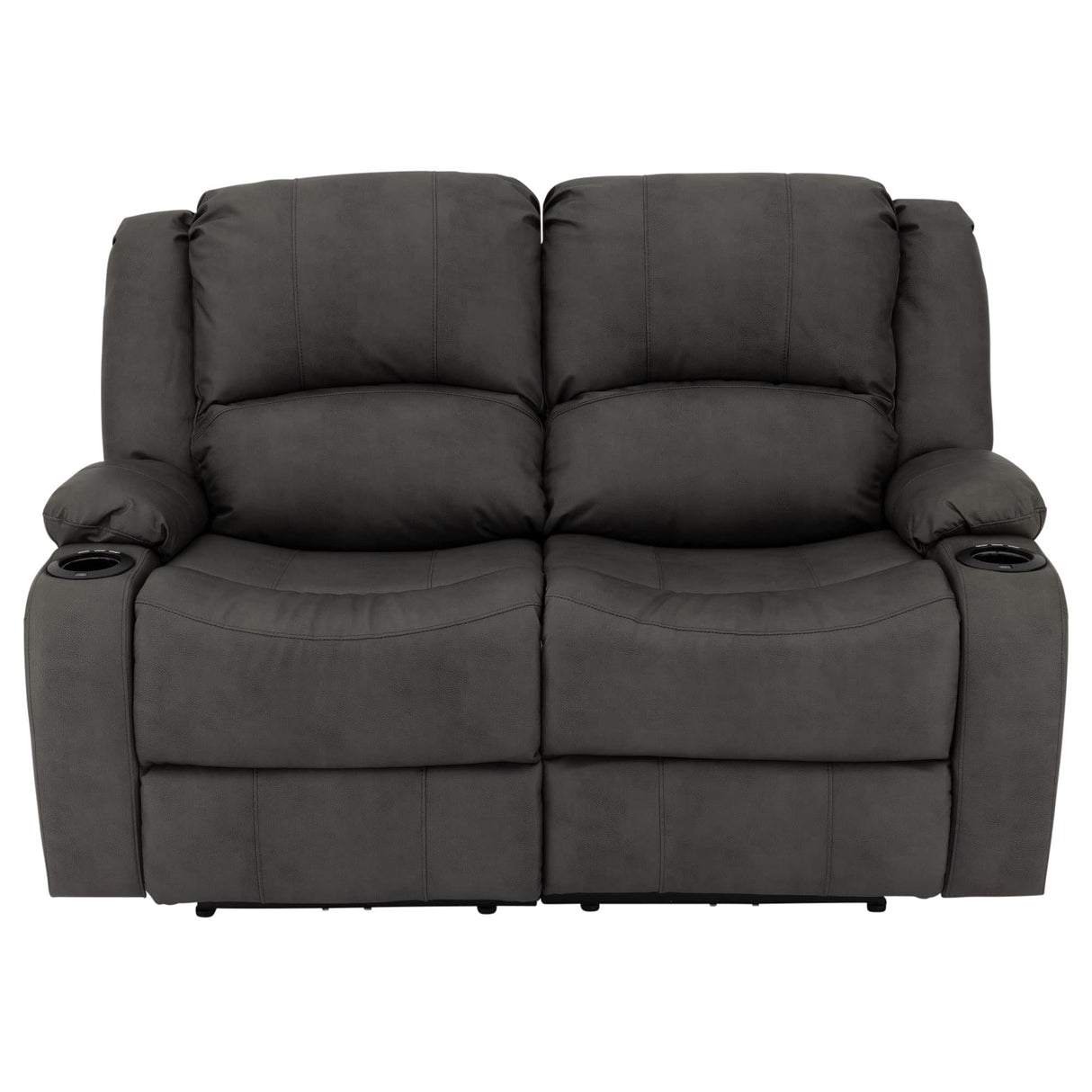 RecPro Charles 58" Powered Double RV Wall Hugger Recliner Sofa RV Loveseat with Upgraded 2023 Fabric (Gunmetal) RecPro