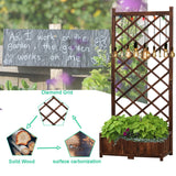 Anraja Raised Garden Bed Planter with Trellis Outdoor Wood Box 67in Set of 2 Flower Standing Planter Box Privacy Lattice Panels with Legs for Patio Porch w/Drainage Holes Anraja