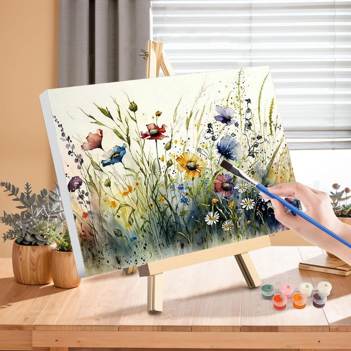 Flower Paint by Numbers for Adults with Framed Canvas-with Wooden Easel,Paint by Number on Canvas Flowers,DIY Acrylic Oil Painting Kits with Brushes Nice Gift Box for Home Wall Decor(16x20inch) xackcme