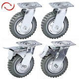 uyoyous 6 inch Caster Wheels Heavy Duty 4 Pack Anti-Skid Swivel Caster Load 1760 lbs Silent Ball Bearing Solid Wheel with 360° Rotation Top Plate (2 with Brakes& 2 Without) uyoyous