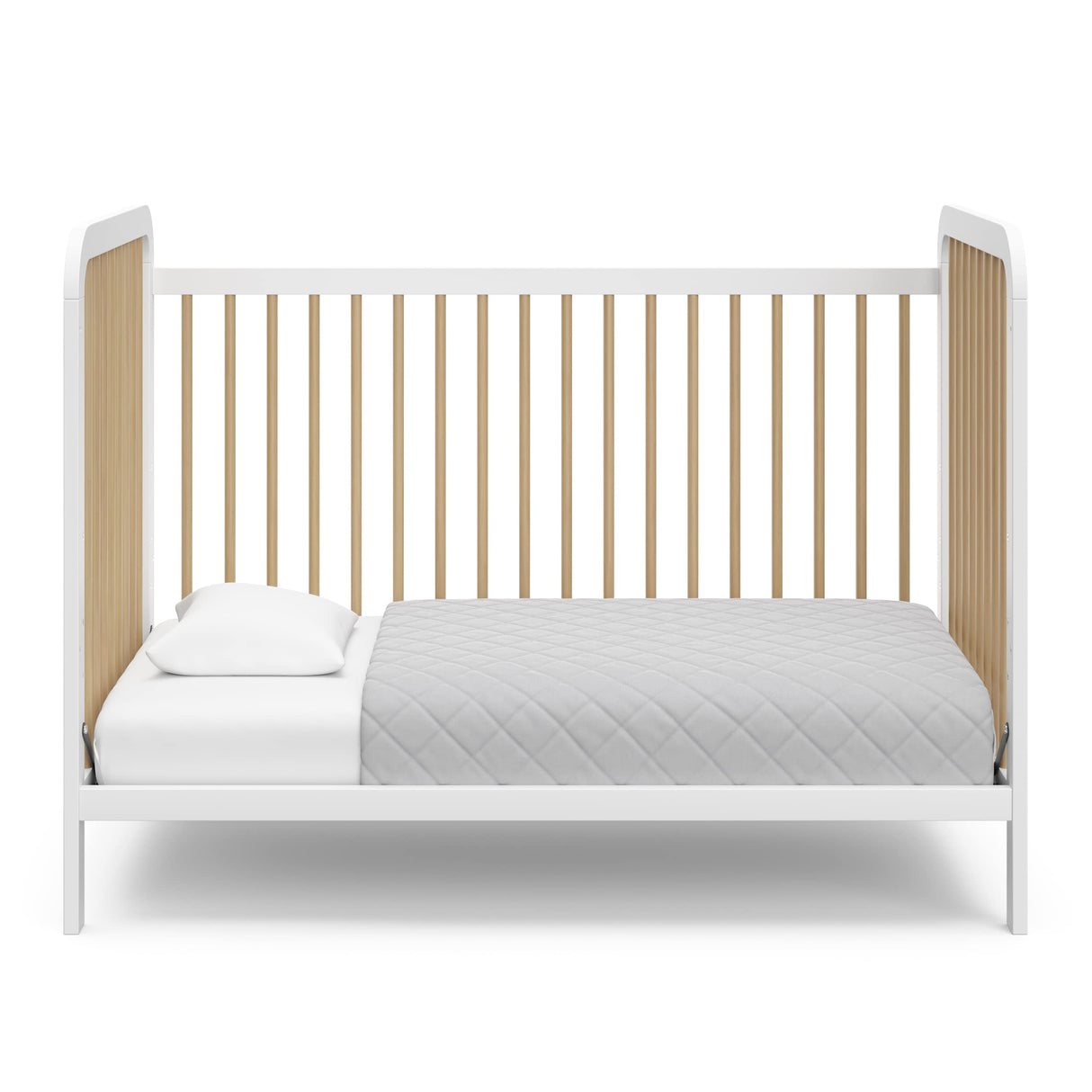 Storkcraft Pasadena 3-in-1 Convertible Crib (White with Driftwood) – GREENGUARD Gold Certified, Converts to Daybed and Toddler Bed, Fits Standard Full-Size Crib Mattress, Adjustable Mattress Height Storkcraft