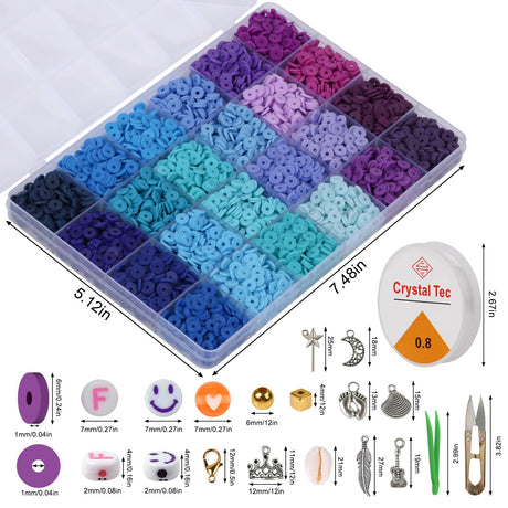 XSEINO 33000Pcs Clay Beads Bracelet Making Kit - 180Colors 8Boxes Polymer Clay Beads and 2 Styles Letter Beads，with Rich Jewelry Making Accessories and 3 Rolls Crystal Cord, for Crafts Christmas Gifts XSEINO