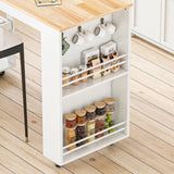 JassmiPkwy 77.8'' Rolling Kitchen Island with Extendable Dining Table for 2-4, 2 in 1 Kitchen Islands Cart on Wheels, Storage Cabinet with Drawer, 2-Tier Storage Shelf, White JassmiPkwy