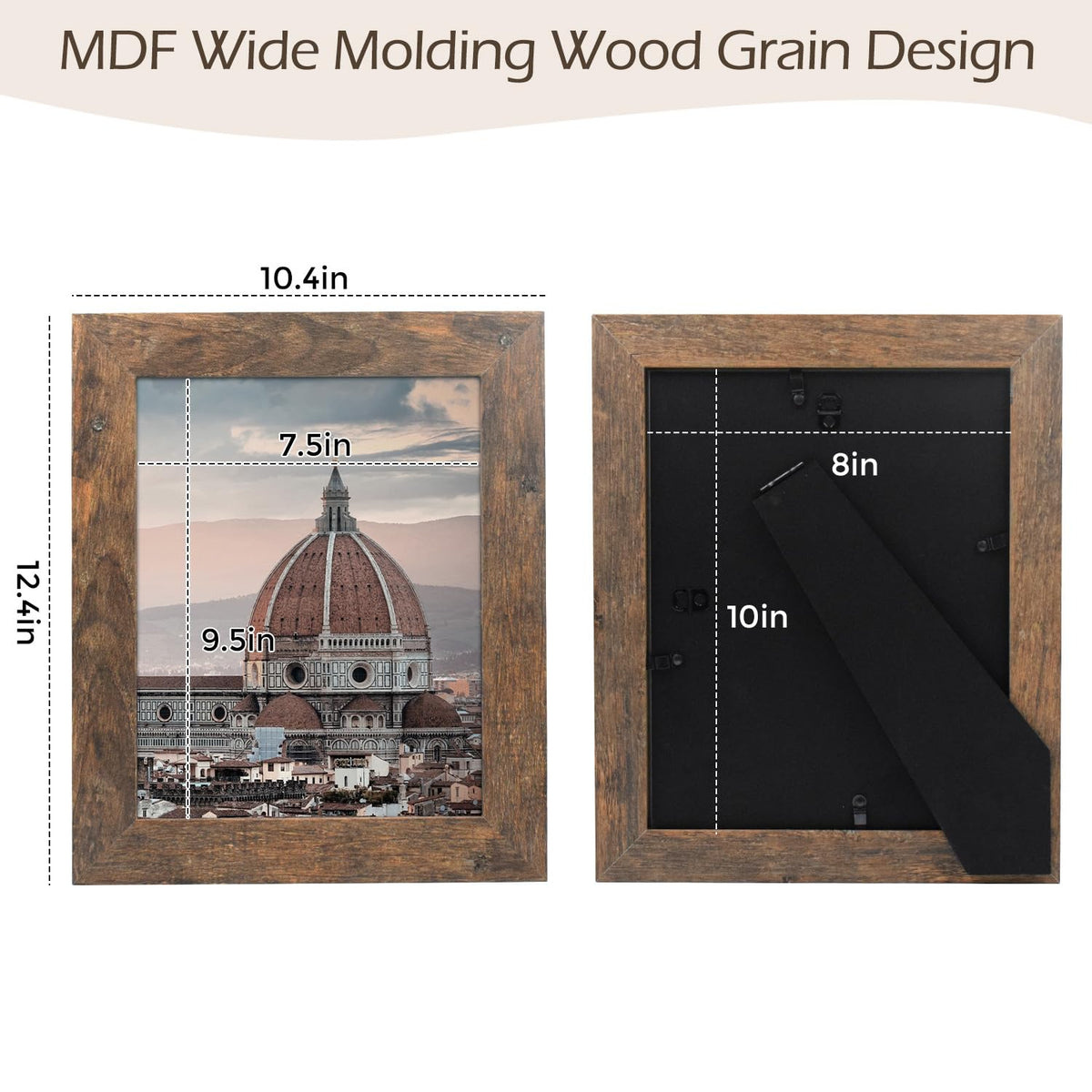Golden State Art, 8x10 Picture Frame - Country Wood Grain Style - Tabletop Display, Back Hangers for Wall Display - Great for Photos, Gift, Pictures, Wedding, Portraits (2 Pack, Brown) Golden State Art