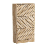 JOIKUJIA Shoe Cabinet with 3 Flip Drawers, Narrow Shoe Storage with Adjustable Shelf, Small Shoe Organizer Rack, Slanted Pattern, for Entryway Brown Wood Grain, 22.4”W x 9.4”D x 42.3”H JOIKUJIA