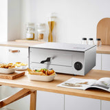 Electric Pizza Oven, Stainless Steel Pizza Baker With Auto Shut-off, Handle, Removable Pizza Tray, Countertop Pizza Maker For Kitchen & Commercial Use COSTWAY