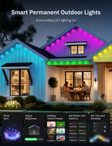 200FT Permanent Outdoor Lights, 100 Smart Waterproof IC+RGBCW LED Eaves with Warm White & Cool White, Halloween Christmas Permanent Light with 48 Scenes Mode for All Holiday Decor Party Daily Lighting lemonlovely