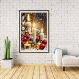 Mrnsiet Christmas Diamond Painting Kits for Adults, Christmas Candles Diamond Art for Beginners, 5D Round Full Drill Winter Diamond Painting Gem Art Kits for Home Wall Decor 12x16inch Mrnsiet