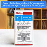 SimCos 23 Gauge Pinner Nails (5/8",3/4",5/6",1",1-3/8") assorted 5 sizes' Headless Pin Nails for 23 GA Pneumatic or Electric Pinner or pin gun,Project Pack (5000) SimCos