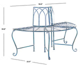 SAFAVIEH PAT5018C Outdoor Collection Abia Antique Blue Wrought Iron 50-inch Tree Bench SAFAVIEH