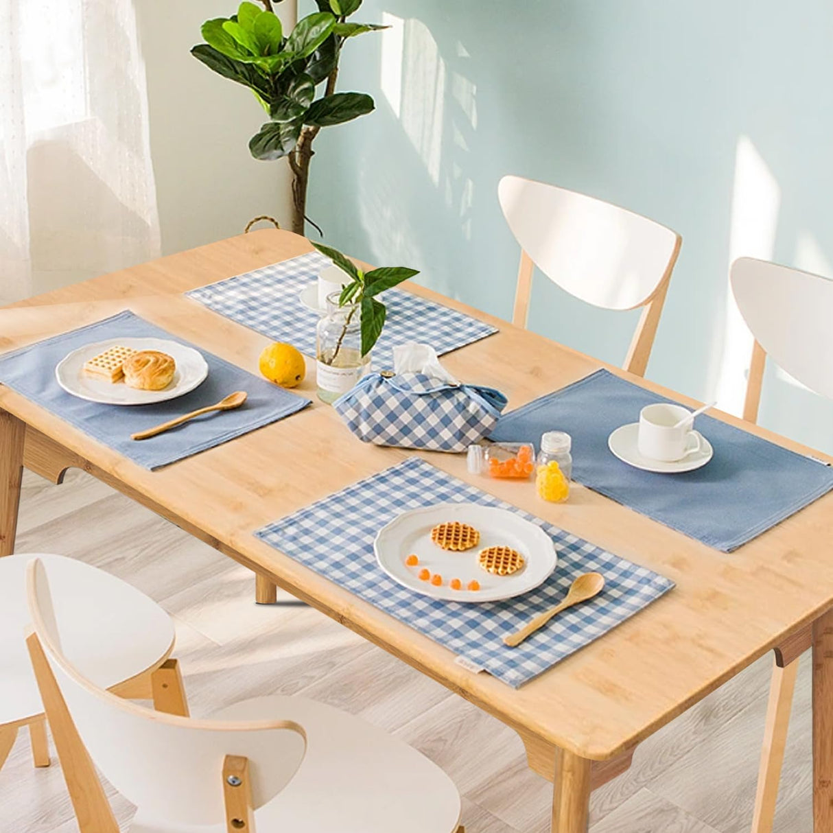 DOUSY 47" Bamboo Multipurpose Table, Simple Writing Computer Desk Home Office Table Dining Table for Living Room, Bedroom, Kitchen, Study, Makeup DOUSY