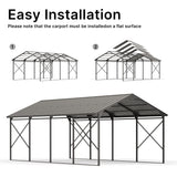 Gotland 12FT x 22FT Heavy Duty Metal Carport, Outdoor Garage Car Shelter with Reinforced Steel Frame, Galvanized Metal Roof, Weather-Resistant Canopy for Cars (Black) Gotland