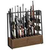 Giluta Gun Rack, Wooden Gun Display Stand with Pistol Rack, Gun Rack Storage Display Floor Standing Shotgun Rack for Home or Garage, Holds up to 10 Long Guns and 4 Handguns Giluta