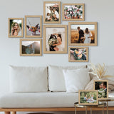 LUCKYLIFE Picture Frame Set 10-Pack, Gallery Wall Frame Collage with 8x10 5x7 4x6 Frames in Natural Woodgrain Finishes LUCKYLIFE