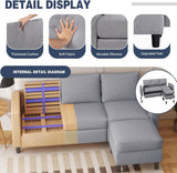 Shintenchi Small Sectional Couch Sofas, 3 Seat L Shape Sofa with Ottoman, Fabric Upholstered Convertible Sofa Couches, Small Couch for Apartments and Office (Light Grey) Shintenchi