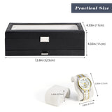ProCase Watch Box for Men, 6 Slot Watch Display Case with Drawer, Mens Watch Case With Glass Lid, 2-Layer Jewelry and Watch Storage Watch Holder Organizer for Men Women -6 Slot, Black ProCase