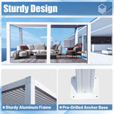 Domi Outdoor Living Louvered Pergola 12x20FT, Aluminum Outdoor Pergola with 2 Independently Adjustable Louver Roof, Full Aluminum Structure, White domi outdoor living