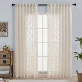 OWENIE Natural Linen Curtains 84 Inch Length 2 Panels Set for Living Room Bedroom, Thick Textured Burlap Linen Blend Light Filtering Boho Farmhouse Window Treatments with Back Tab Top, 52" W x 84" L OWENIE