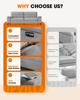 71.25" Modern Couches for Living Room, Deep Seat Sofa with 8” Cushion, Comfy 2-Seater Chenille Loveseat with Convertible Armrest, Removable Sofa Cover, High Leg(Light Gray) Upvilla