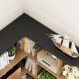 FOTOSOK 74” Tall Corner Bookshelf, 6-Tier Bookshelf and Bookcase with Open Storage, Tall Bookcases Wooden Storage Shelves for Home Office, Thickened Boards for Better Load Bearing, Black/Brown FOTOSOK