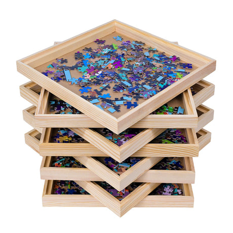 8 Pcs Jigsaw Puzzle Sorting Trays - 12inch x 12inch Convenient Puzzle Accessories Easy to Store and Sort by Patterns, Shapes, and Colors ，Ideal for Puzzles Up to 1500 Pieces hehimhis