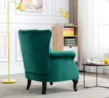 ZETZU Mid Century Modern Accent Chair Upholstered Armchair Comfy Velvet Fabric Single Sofa with Lined Wingback for Small Spaces Bedroom Living Room, Velvet Green, 30.1D x 30.5W x 35H in ZETZU